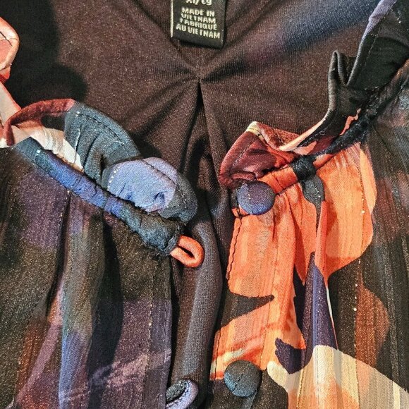 Haver London black/orange floral design pullover Blouse.  Size XL - Picture 8 of 10